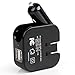 USB Charger 2-port 2.1A USB Wall Charger Car Charger All in One Design with Foldable AC Wall Plug DC Car Plug for iPhone 7/ 7 plus/ 6s/5s , iPad Air 2 / mini 3, Samsung, LG and More-Black