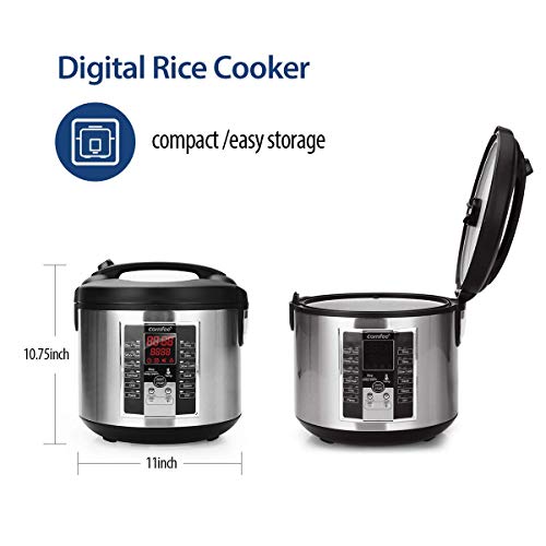 Comfee MB-M25 20 Cup (Cooked) Professional Digital Rice Cooker, Multi Cooker, Food Steamer, Stainless Steel Exterior (Renewed) - Thumbnail 5