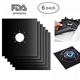 Gas Range Protectors 6 Pack Stovetop Burner Liner Hob Covers Reusable Non-Stick Heat Resistant Cuttable FDA Approved 10.6