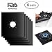 Gas Range Protectors 6 Pack Stovetop Burner Liner Hob Covers Reusable Non-Stick Heat Resistant Cuttable FDA Approved 10.6