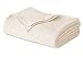 COTTON CRAFT Soft Cotton Thermal Blanket - Plush Herringbone Twill - All Season Luxurious Breathable Skin Friendly Lightweight Cooling Throw Blanket - Sofa Couch Travel Camping Dorm - Twin Ivory