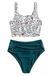ZAFUL Women's Knotted Front Tankini Set High