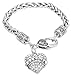 for Grandma Bracelet Engraved Gift Jewelry for Grandma Crystal Adorned Heart Shaped Pendant Lobster Claw Bracelet Gift for Mom or Grandma Colorless