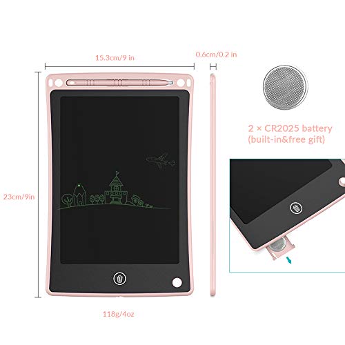 iThrough LCD Writing Tablet Drawing Tablet, 8.5-inch Doodle Board Electronic Doodle Pads Writing Board for Kids & Adults, Mini Handwriting Paper Drawing Tablet for School, Home, Office (Pink) - Thumbnail 3
