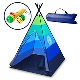 USA Toyz Happy Hut Play Tent - Kids Teepee Indoor and Outdoor Portable Play Tent w/ Safari Projector Toy and EZ Carry Play Tent Bag (Blue)