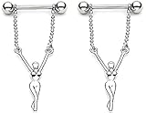 Nipple Rings barbell ring 316L Surgical Steel Naked Girl Dangle Nipple Shield
