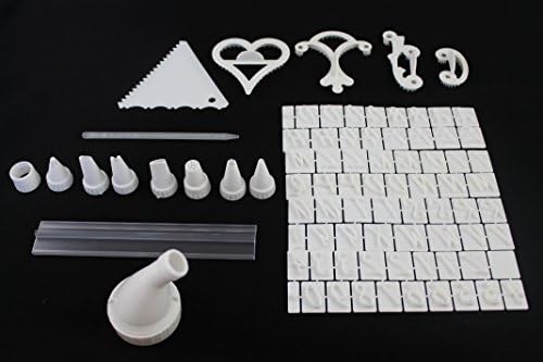 Cake Decorating Kit with Caddy - Icing Designs, Stencils, and Embossers - 17 Pieces with Storage Case