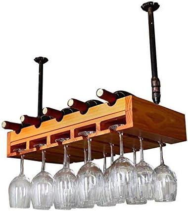 Zxyan ワインホルダー ワインラック おしゃれ ワインホルダー キッチン バー用無垢材とドリンク棚ホルダーでヨーロッパのレトロなワイン グラスの棚のために中断メタルワインラック カラー ブラウン インテリア カウンタートップ テーブル 自宅に最適 Gerardsplace Com
