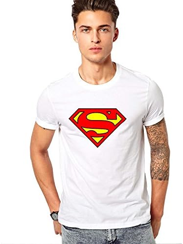 Step Shoes Men’s White 100% Cotton Superman Graphics Printed t Shirt - Men's Superman t Shirt Superman Tshirts Low Price (Superman Tshirts White Colour- Superman Tshirts)