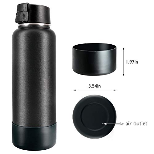 Protective Silicone Bottle Boot/Sleeve. Hydro Flask Compatible, BPA Free Anti-Slip Bottom Cover Cap Stainless Steel Water Bottle, Dishwasher Safe (Black, 32 and 40 oz)