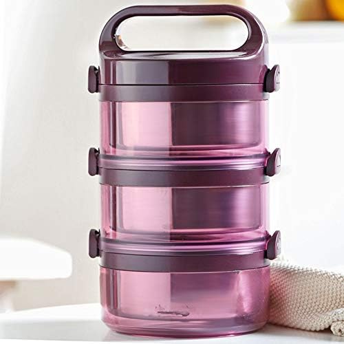 MOLUO Double Layer Lunchbox Stainless Steel Food Container Heated Container Portable Bento Lunch Box for Kids Leakproof Dinnerware,3 Layer-Purple