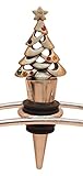 Merry Christmas Tree Wine Bottle Stopper, Pewter Finish, Colored Czech Stone Accents, Gift Box & Bow by All For Giving