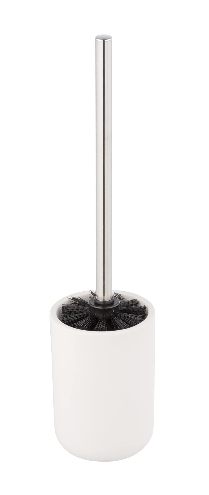 Allstar Olinda Toilet Brush Holder in Frosted Finish Ceramic with Black Toilet Brush Holder Diameter 9.5 x Depth 40 cm White