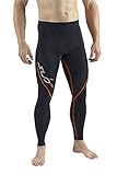 SUB ELITE RX Mens Graduated Compression Tights / Pants- Base Layer Leggings - Black/Orange - S