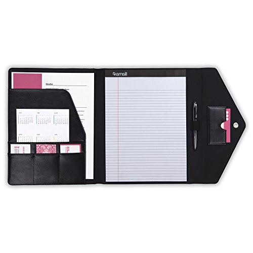 Samsill Envelope Style Trifold Padfolio for Women – Resume Portfolio/Business Portfolio with Magnetic Closure (Black, Letter Size)