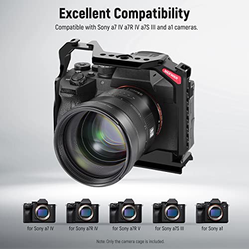 NEEWER Full Camera Cage Compatible with Sony a7 IV/a7R IV/a7S III/a1, Aluminum Alloy Video Camera Rig with Full Access/Arca Type QR Base for Quick Switch, Compatible with DJI RS Stabilizers, CA004