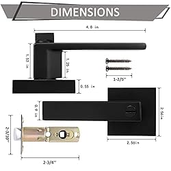 Probrico 2 Pack Square Door Lever Privacy Door Lock