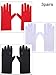 JOVITEC 3 Pairs Women Short Satin Gloves Wrist Length Gloves Gown Gloves Opera Gloves for Party (Black, White and Red)