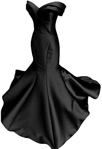 Mathena Women's Vintage Off Shoulder Cap Sleeve Mermaid Prom Gown Evening Dress US 12 Black