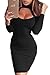 Prograce Womens Sexy Halter Choker Long Sleeve Bandage Bodycon Party Dress