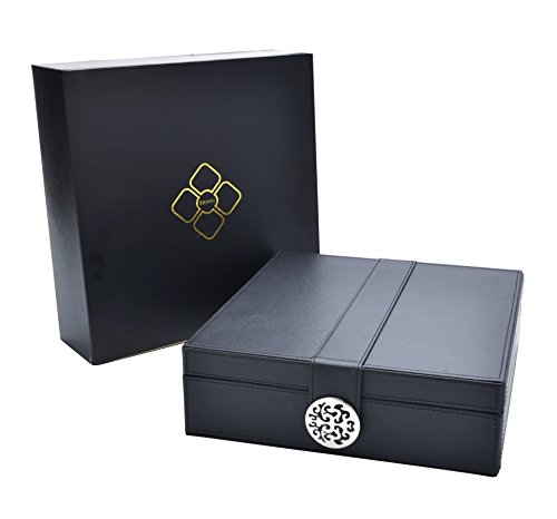 Elegant Womenâ€™s Jewelry Organizer Box â€“ Modern Design Keeps Necklaces, Rings & Earrings Safe & Organized, Large Mirror, 2 Stackable Trays & 24 Sections, Beautiful Magnetic Clasp â€“ Perfect Gift Idea