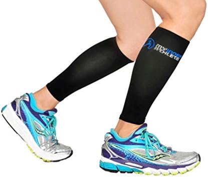 Calf Compression Sleeves Running & Shin Splints Support 20-30 mmHg True Graduated Medical Grade Compression Designed by a Physician: Great for Runners Travel Recovery! Men Women Sizes 1 Pair Black