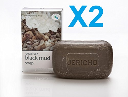 Jericho Cosmetics Black Mud Soap 4.4 oz (2 Pack) Great for Dry and Oily Skin, Eczema, Psoriasis, Acne