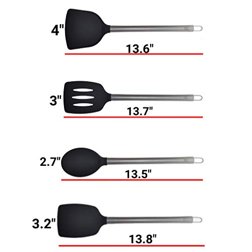 12 Piece Silicone and Stainless Steel Kitchen Cooking & Serving Utensil Set, Includes Solid Spoon, Slotted Turner, Slotted Spoon, Ladle, Skimmer, Tongs, Pasta Server, Potato Masher & Whisk - Thumbnail 5