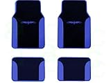 Unique Imports Two Tone Synthetic Leather Black & Blue Superior 4pc Universal Floor Mat Set for Cars/Trucks