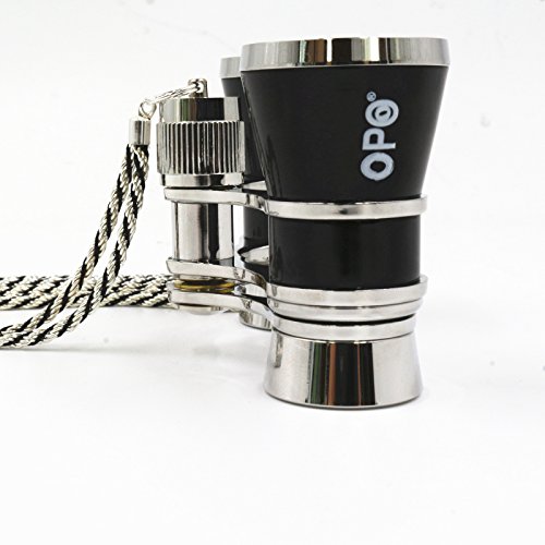 Opera Glasses Compact Binoculars for Theater Horse Racing Classical Lady Gift 3X25 Black with Silver Chain