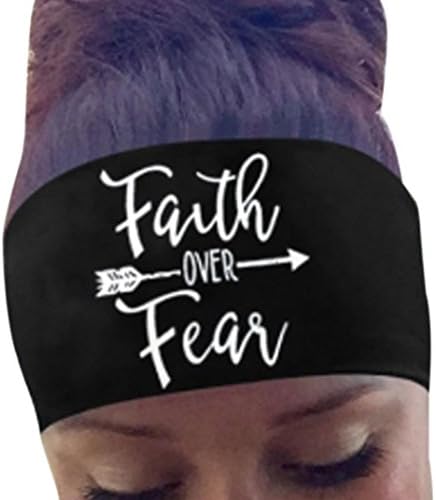 Ladies Sports Yoga Sweatband ,Energetic Print Gym Stretch Hair Band of Toimoth (black)