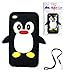 iPod Touch 4 4G 4TH Generation Black Penguin Fun Lovely Silicon Case + Free WirelessGeeks247 Detachable Neck Strap/Lanyard