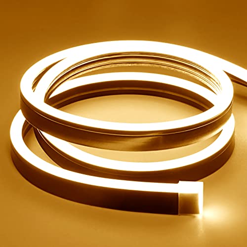 Lamomo LED Neon Lights, 16.4ft/5m Warm White Strip Light, 12V Flex