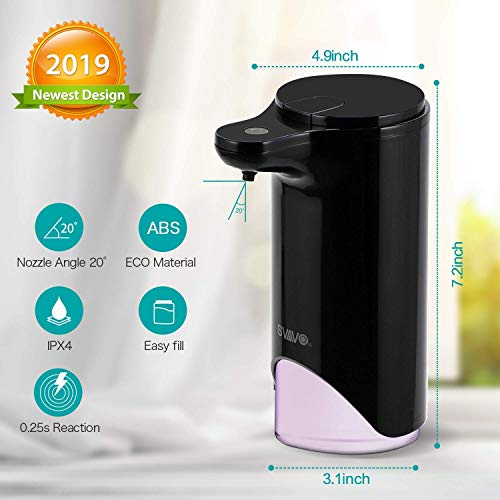 SVAVO Automatic Foaming Soap Dispenser, Hands-free Touchless Countertop Sensor Soap Dispensers Pump for Bathroom Kitchen Home Office Hotel School, Adjustable Foam Volume, 10oz 280ml (Black)
