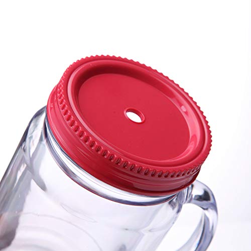 Cupture Double Wall Insulated Plastic Mason Jar Tumbler Mug with Striped Straws 20 oz, 3 Pack