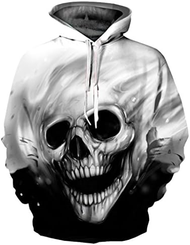 Takra Gold Hoodies Unisex 3D Skulls Print Scary Clothing Hooded Casual with Hat Pullovers Sweatshirts
