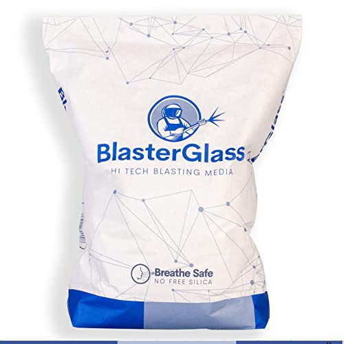 BlasterGlass Hi-Tech 10kg bag 40-60 Grit Abrasive Glass Sand Blasting Media for Blast Cabinets and Sand Blasting Guns - for Cleaning, Peening and prep surfaces