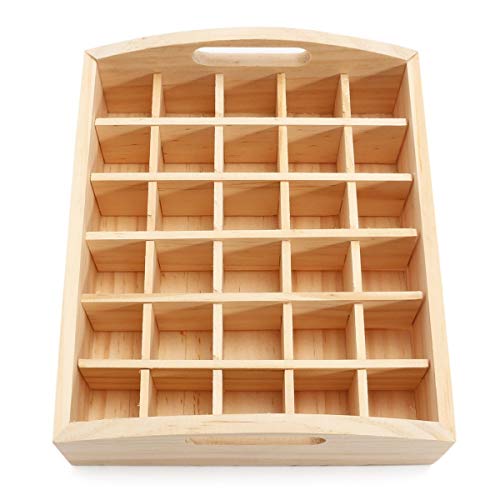 Gold Happy 30 Grids Essential Oils Wooden Tray 5-10ml Bottles SPA/Yoga Club Aromatherapy Storage Box Nail Gel Polish Organizer Container - Thumbnail 2
