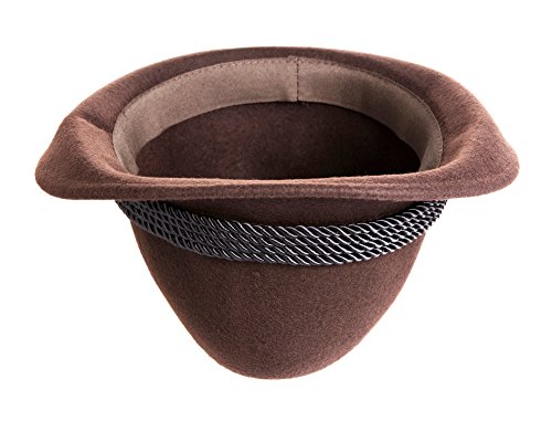 Alpine Holiday Oktoberfest Wool Bavarian Fedora Hat - Brown - Medium (7 to 7 1/8)