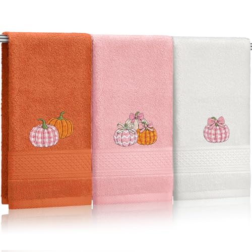 FuWeave 3 Pcs Pink Fall Pumpkin Hand Towels for Bathroom at Amazon