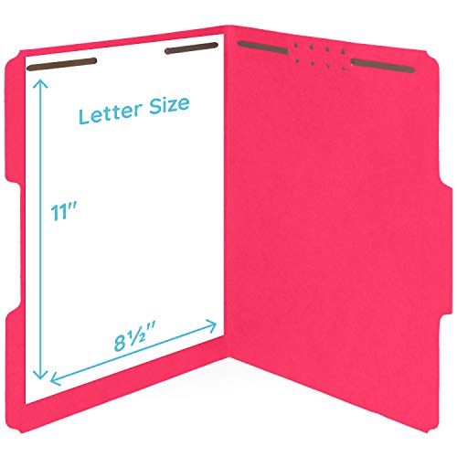 50 Red Fastener File Folders - 1/3 Cut Reinforced Assorted Tab - Durable 2 Prongs Designed to Organize Standard Medical Files, Law Client Files, Office Reports - Letter Size, Red, 50 Pack