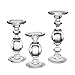 Candlestick Set - Solid Glass Baluster Pillar Candlesticks - Set Of 3