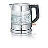 Severin WK 3468 Glazen Waterkoker (Ca. 2.200 W, 1 L), Roestvrij Staal, Transparant, Zwart