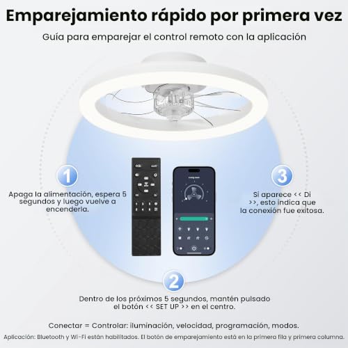Nalezuns Ceiling Fan with Light, 40 cm Ceiling Fan, Quiet Remote Control, 3 Colour Temperatures and 6 Speeds, Silent Ceiling Fan for Living Room, Bedroom, Kitchen