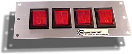 MGI SpeedWare Racing Switch Panel, 12vDC 4 Gang Neon Rockers (Red)