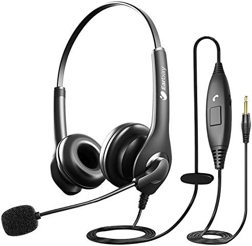 Cell Phone Headset with Microphone Noise Cancelling & Call Controls, Wired Headphones with Volume Control,Computer Headset Stereo for Zoom Skype Webinar Online Conference Office Home Call Center