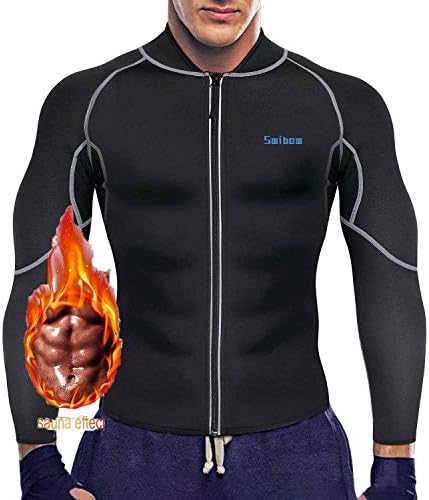 Men's Sweat Neoprene Long Sleeves Sauna Suit Slimming Fitness Jacket Fat Burner Workout Sweatshirts for Weight Loss