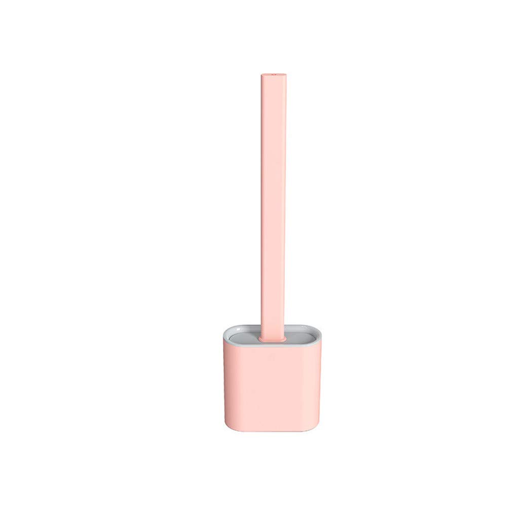 SPEATOP Toilet Brush and Holder, Bathroom Toilet Cleaning Brushes & Quick Drying Holders Kit, Silicone Toilet Brush with Handle and Flexible Bristles (Pink)