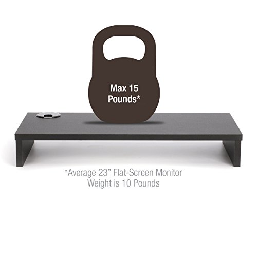 image for 2 Lb. Depot 2LB Depot Black Wood Monitor Stand Riser with Cable Hole, 