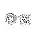 Lavishe Rhodium Plated 925 Sterling Silver 4 Prong Cubic Zirconia Stud Earrings for Women, Hypoallergenic, Size 3mm